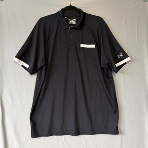 Under Armour Mens Heat Gear Polo Shirt Size XLarge Black Loose Fit Golf Casual